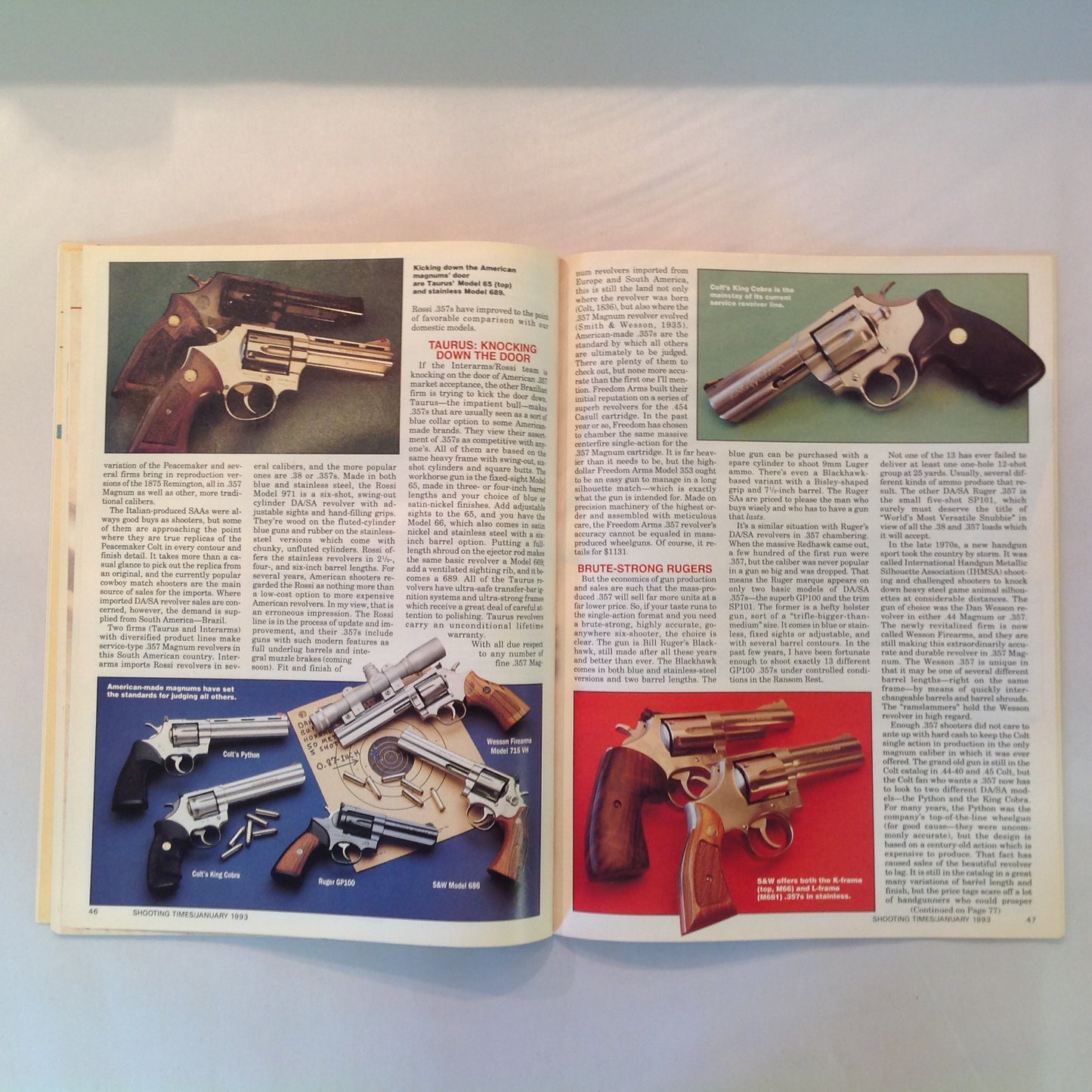 Vintage Jan 1993 Shooting Times Magazine .357 Fire and Fury '93 Preview Fine-Tune Ruger Revolver