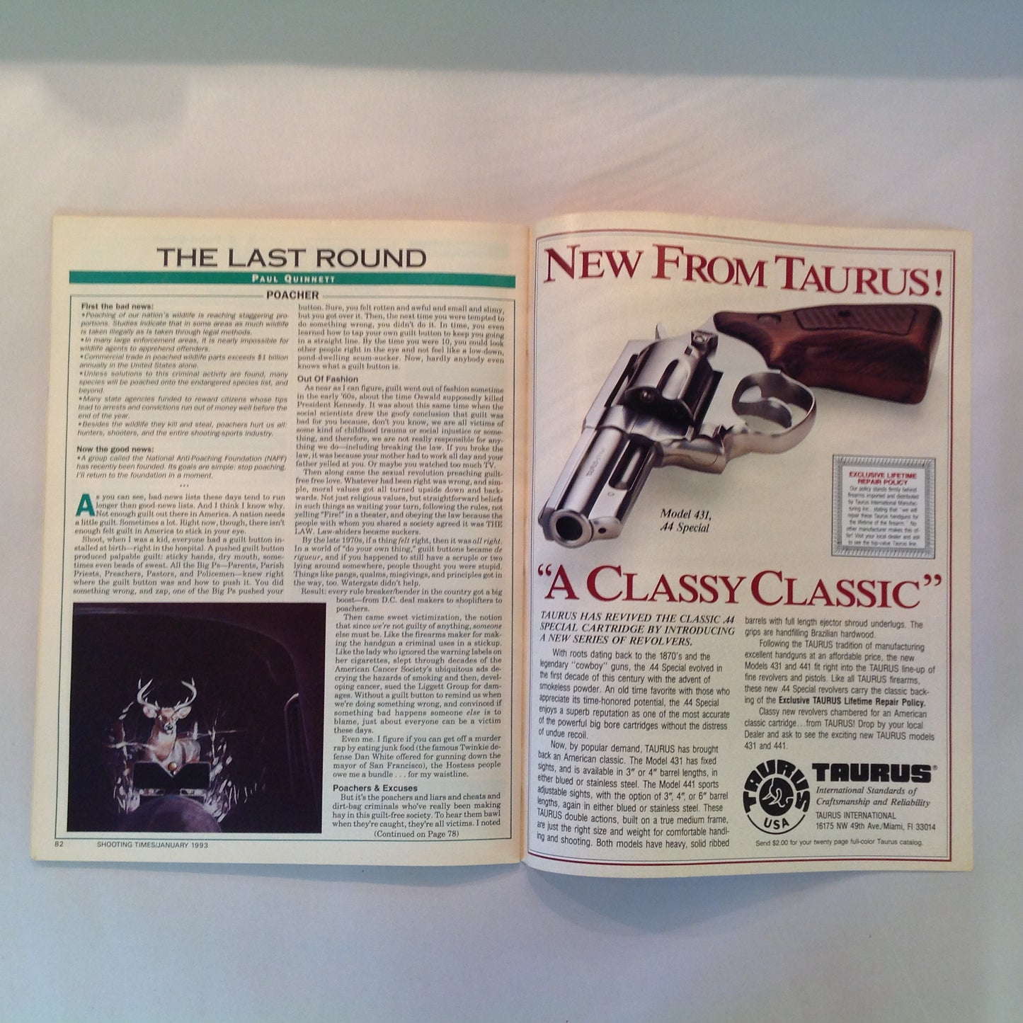 Vintage Jan 1993 Shooting Times Magazine .357 Fire and Fury '93 Preview Fine-Tune Ruger Revolver