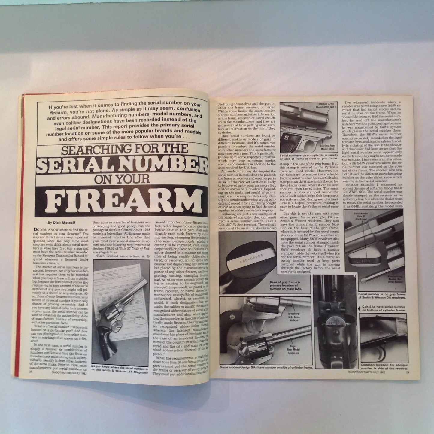 Vintage Jul 1982 Shooting Times Magazine Battle For Top Velocity .223 Vs .22-250 Serial Number Know-How Handgun Bonus .38 & .44