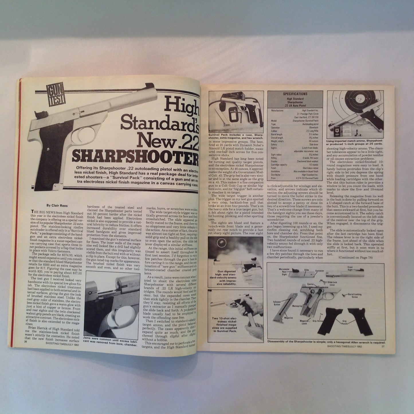 Vintage Jul 1982 Shooting Times Magazine Battle For Top Velocity .223 Vs .22-250 Serial Number Know-How Handgun Bonus .38 & .44