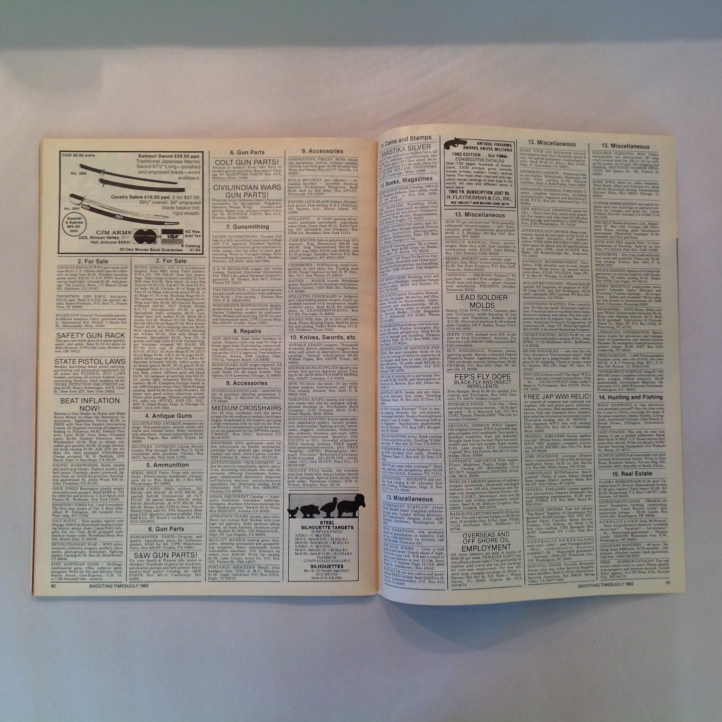 Vintage Jul 1982 Shooting Times Magazine Battle For Top Velocity .223 Vs .22-250 Serial Number Know-How Handgun Bonus .38 & .44