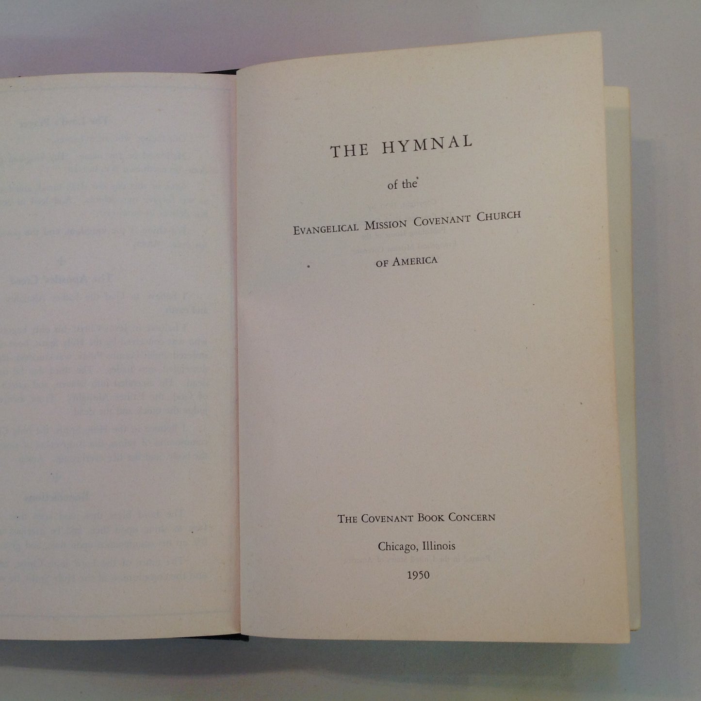 Vintage 1950 Hardcover The Hymnal of the Evangelical Mission Covenant Church