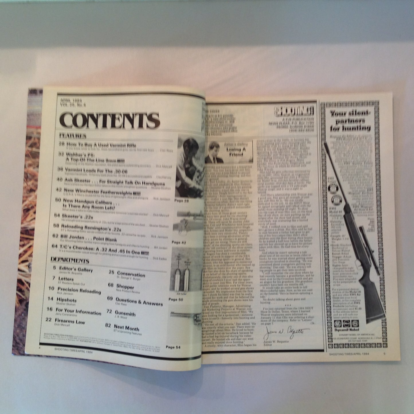 Vintage Apr 1984 Shooting Times Magazine New Winchester Featherweight Short Action M70 Special Varminting Section