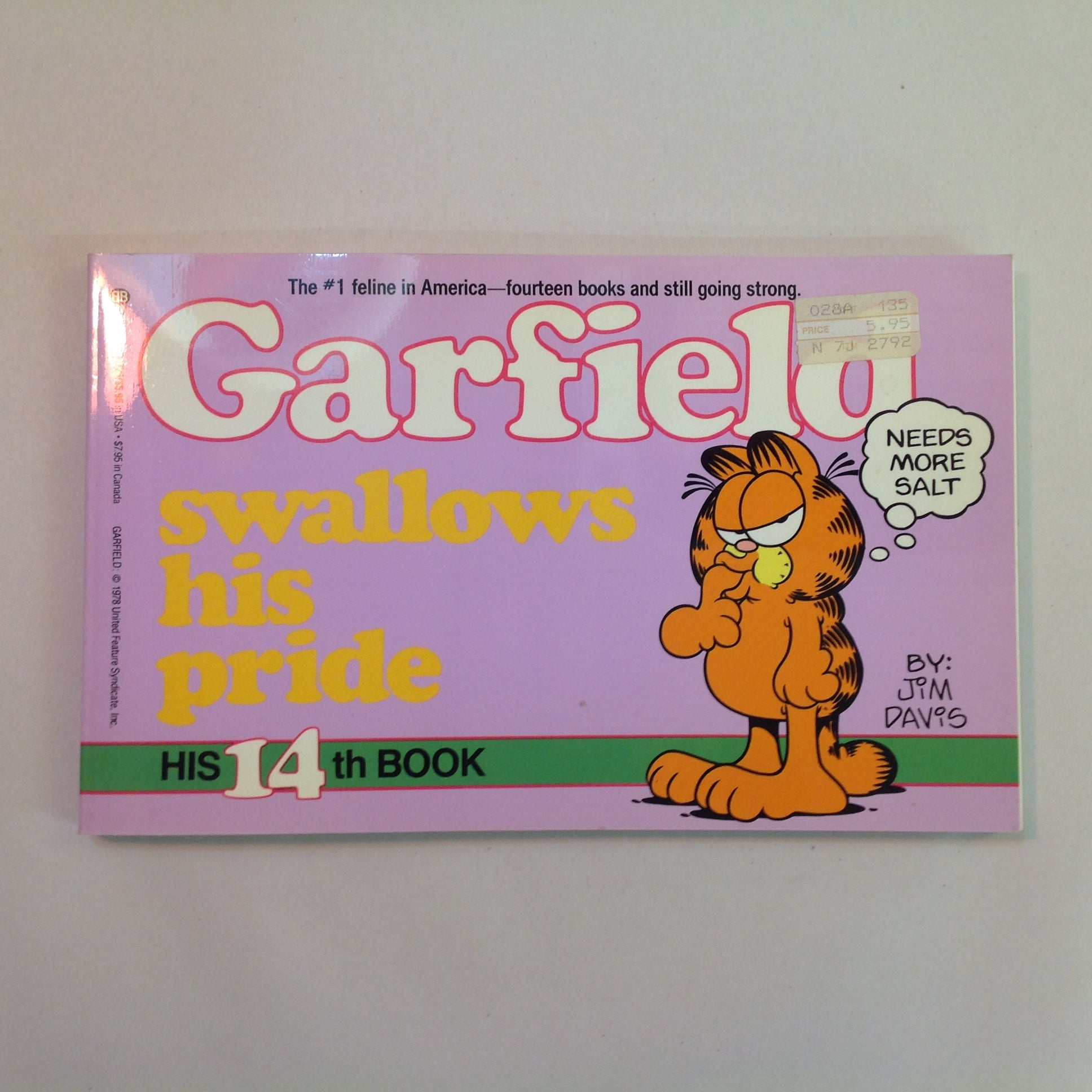 Vintage 1987 Trade Paperback Garfield Swallows His Pride: His 14th Book Jim Davis First Edition