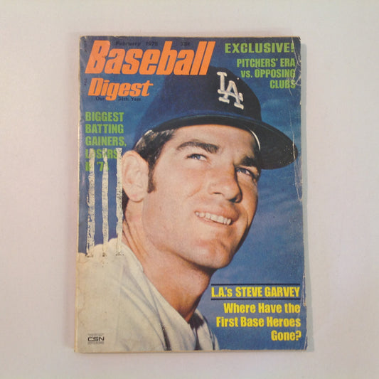 Vintage Feb 1975 Baseball Digest Magazine Steve Garvey: First Base Hero