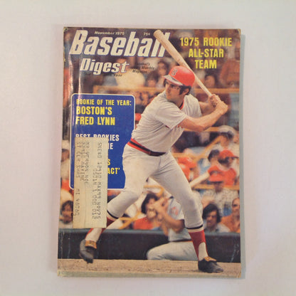 Vintage Nov 1975 Baseball Digest Magazine Boston's Fred Lynn: Rookie of the Year