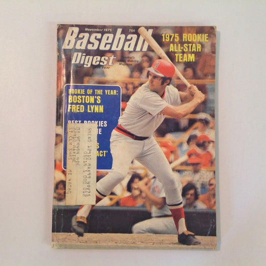 Vintage Nov 1975 Baseball Digest Magazine Boston's Fred Lynn: Rookie of the Year