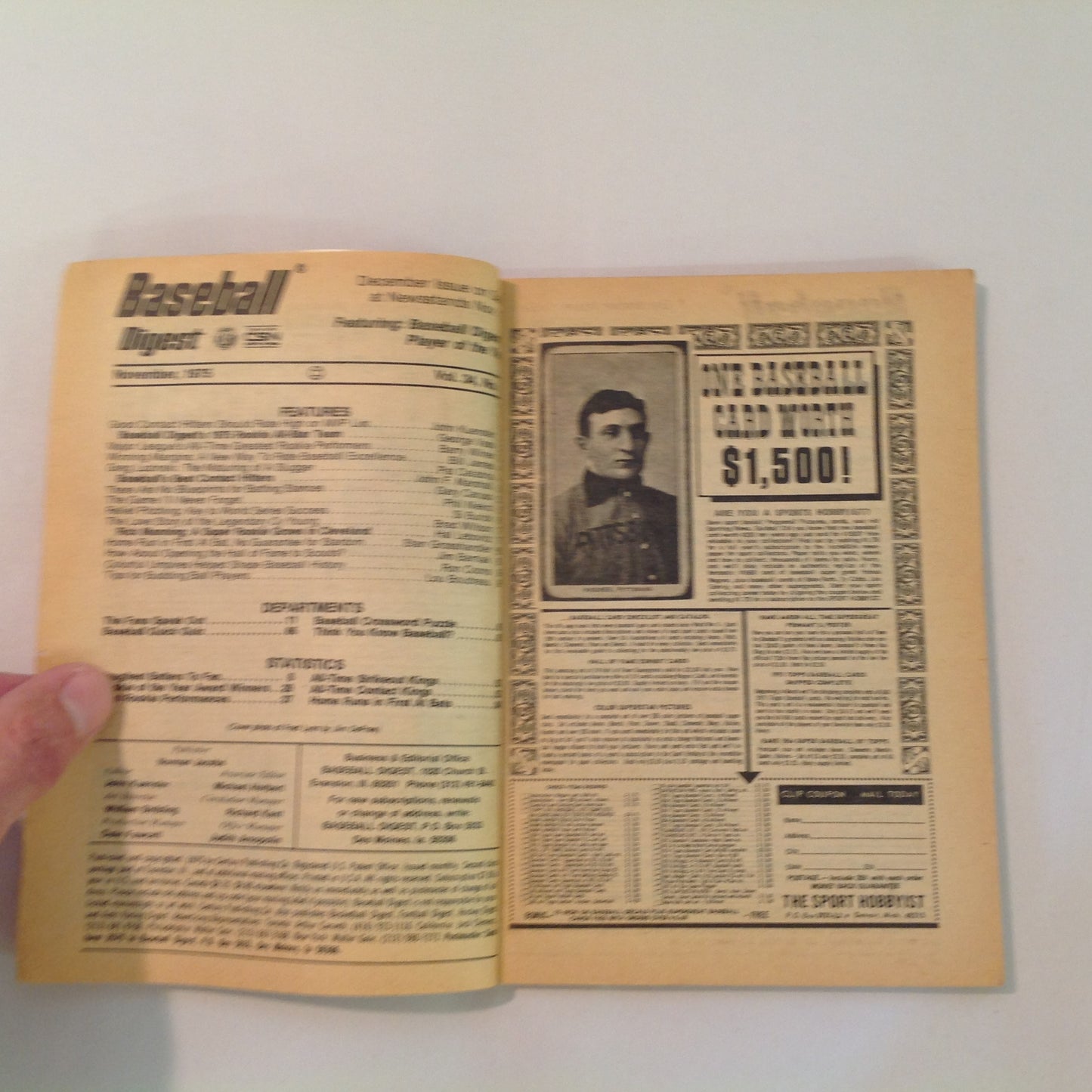 Vintage Nov 1975 Baseball Digest Magazine Boston's Fred Lynn: Rookie of the Year