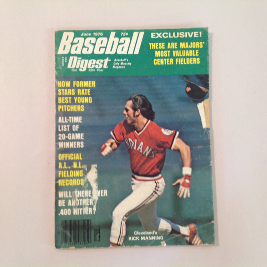 Vintage Jun 1976 Baseball Digest Magazine Cleveland's Rick Manning
