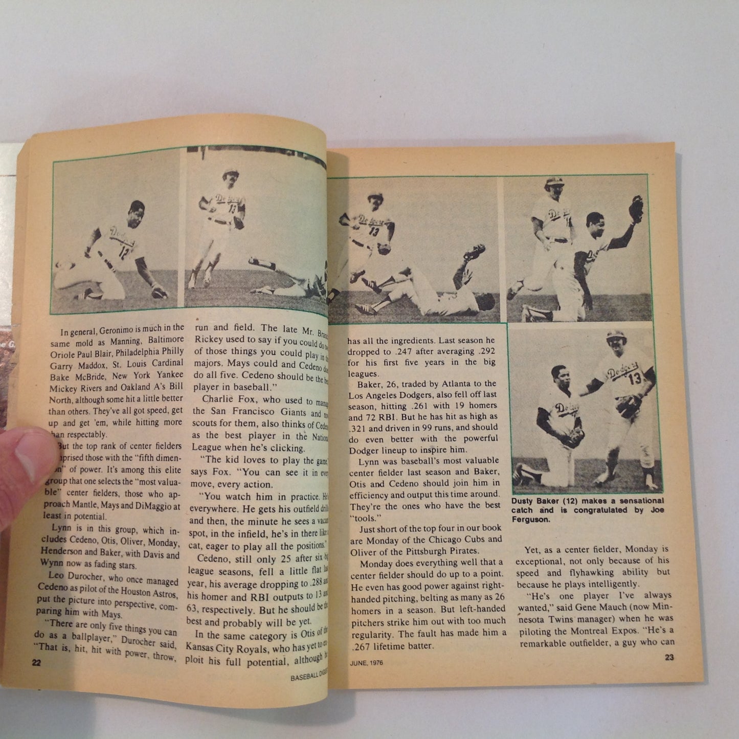 Vintage Jun 1976 Baseball Digest Magazine Cleveland's Rick Manning