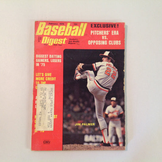 Vintage Feb 1976 Baseball Digest Magazine Exclusive! Pitchers' ERA Vs Opposing Clubs