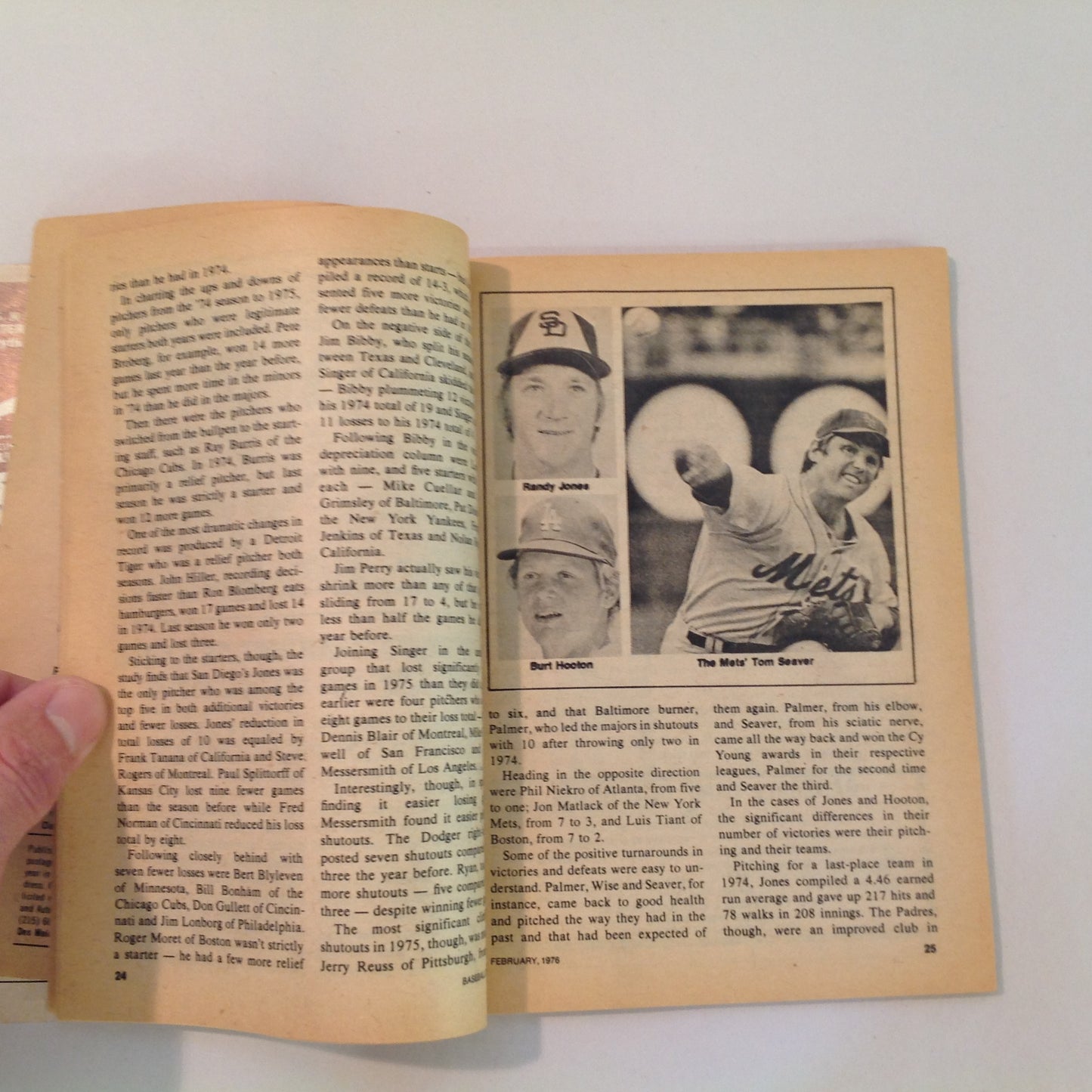 Vintage Feb 1976 Baseball Digest Magazine Exclusive! Pitchers' ERA Vs Opposing Clubs