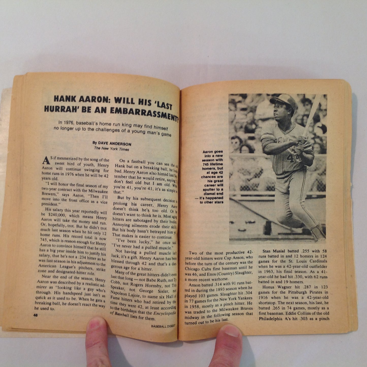Vintage Feb 1976 Baseball Digest Magazine Exclusive! Pitchers' ERA Vs Opposing Clubs