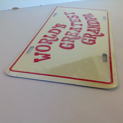 Vintage NOS Novelty Aluminum License Plate World's Greatest Grandpa