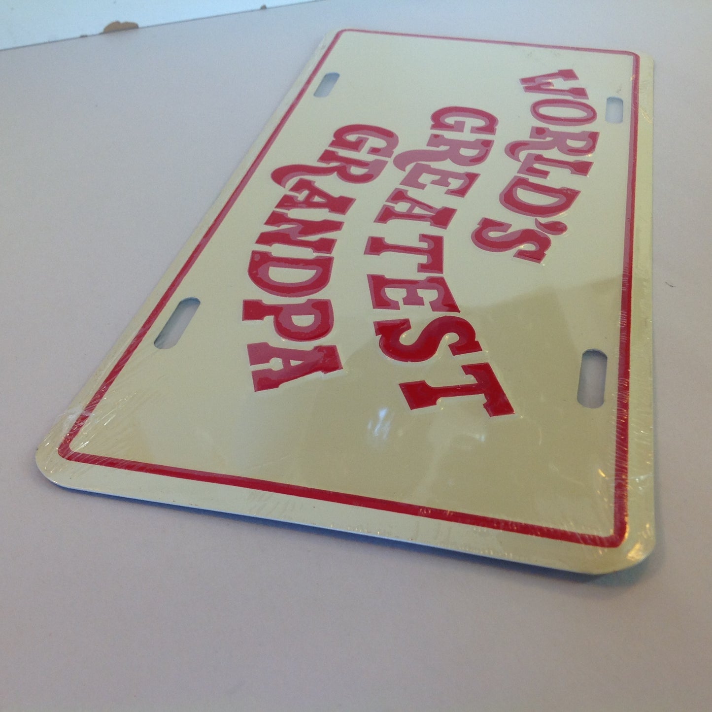 Vintage NOS Novelty Aluminum License Plate World's Greatest Grandpa