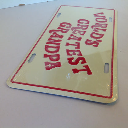 Vintage NOS Novelty Aluminum License Plate World's Greatest Grandpa