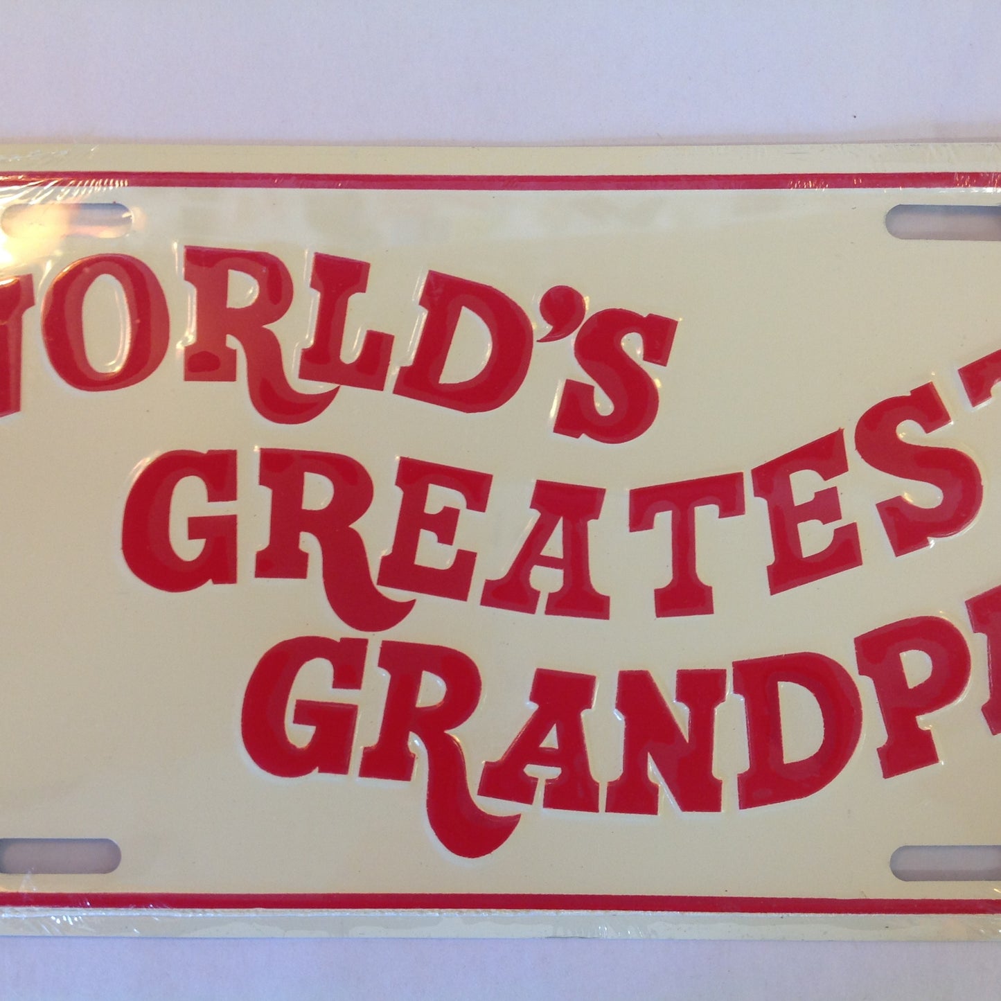 Vintage NOS Novelty Aluminum License Plate World's Greatest Grandpa