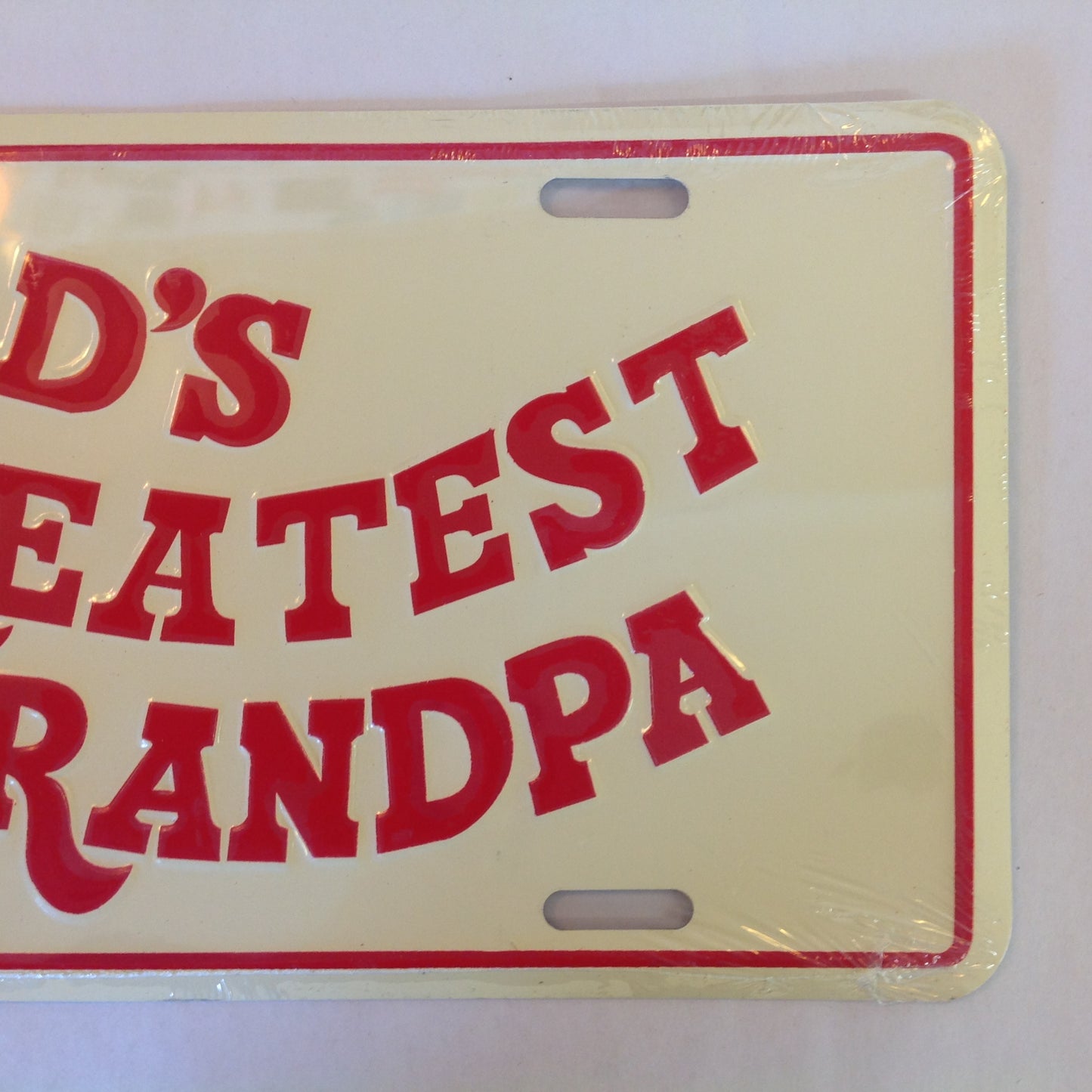 Vintage NOS Novelty Aluminum License Plate World's Greatest Grandpa