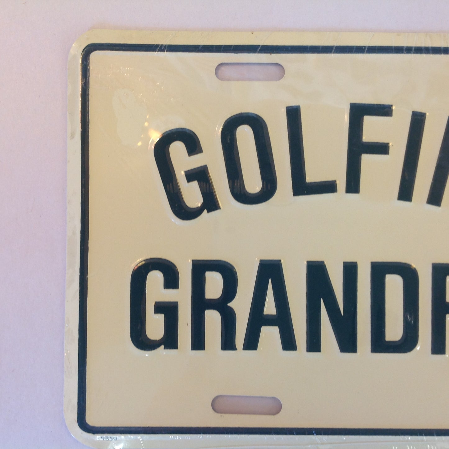 Vintage NOS Novelty Aluminum License Plate Golfin' Grandpa Cartoon Image