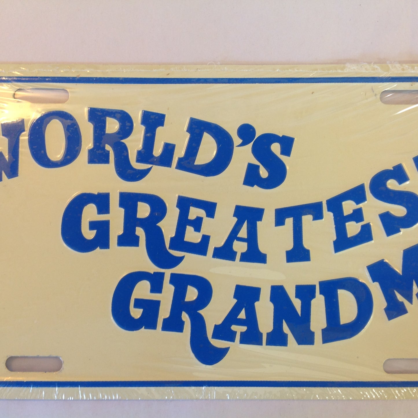 Vintage NOS Novelty Aluminum License Plate World's Greatest Grandma