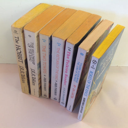Vintage 1960's 7 Piece Lot Mass Market Paperbacks J R R Tolkien Hobbit/Lord of the Rings/Tolkien Reader/A Look Behind/Bored of the Rings