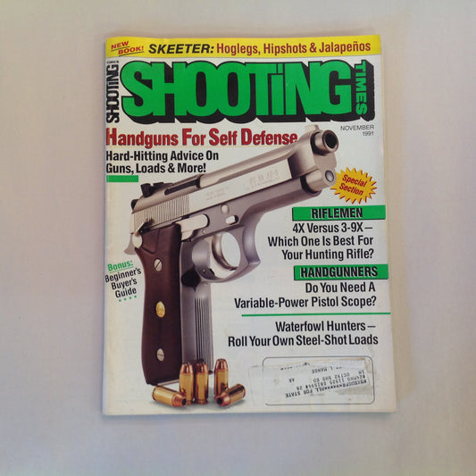 Vintage Nov 1991 Shooting Times Magazine Handguns for Self Defense Bonus Beginner's Buyer's Guide