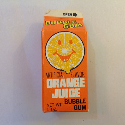 Vintage 1981 Unopened Topps Orange Juice Bubble Gum 1 ox Candy Container