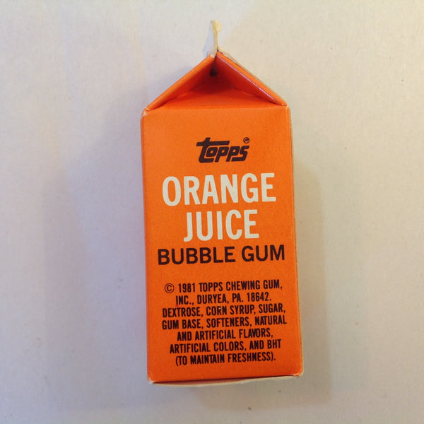 Vintage 1981 Unopened Topps Orange Juice Bubble Gum 1 ox Candy Container