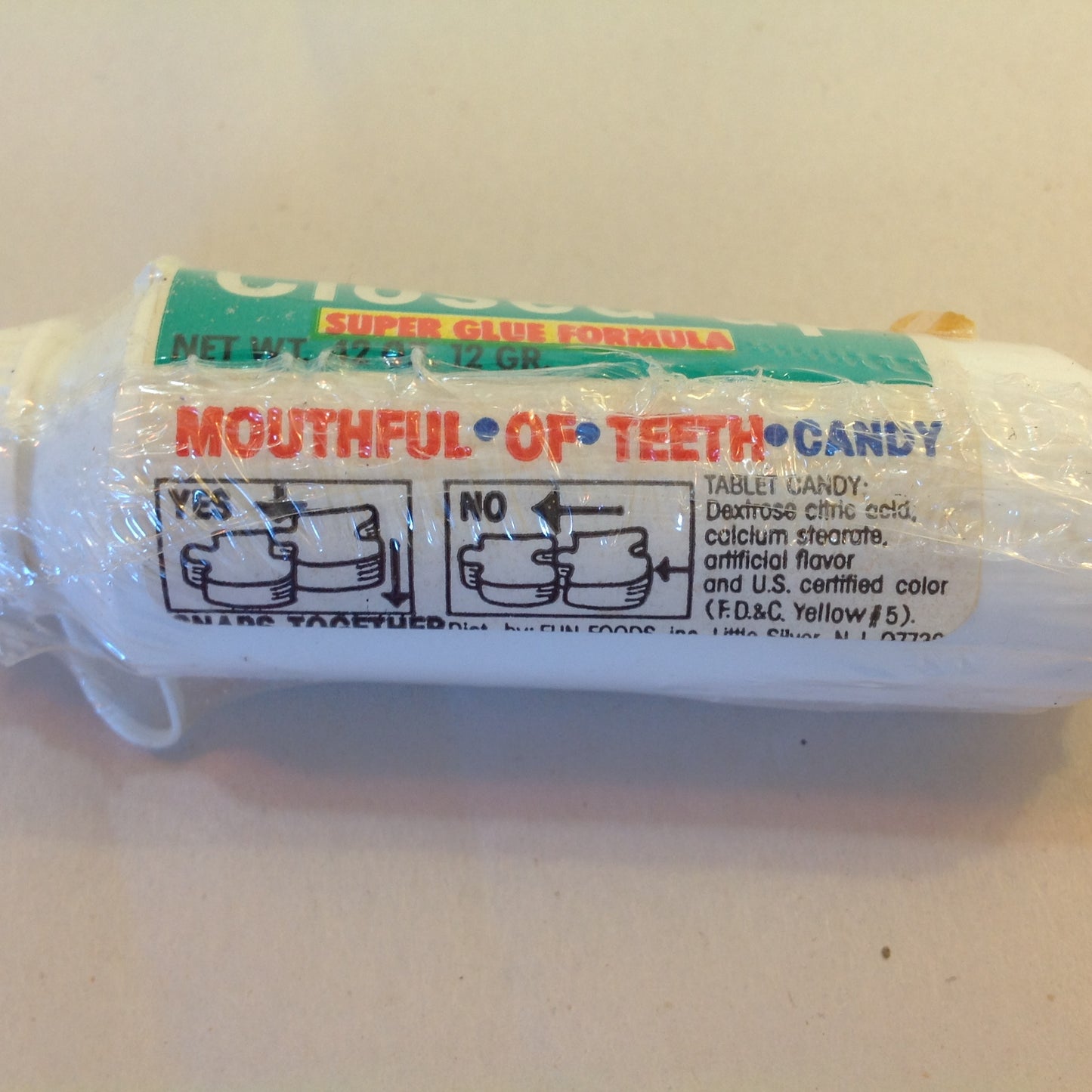 Vintage Unopened Closed-Up Super Glue Formula Mouthful of Teeth Candy Novelty Container