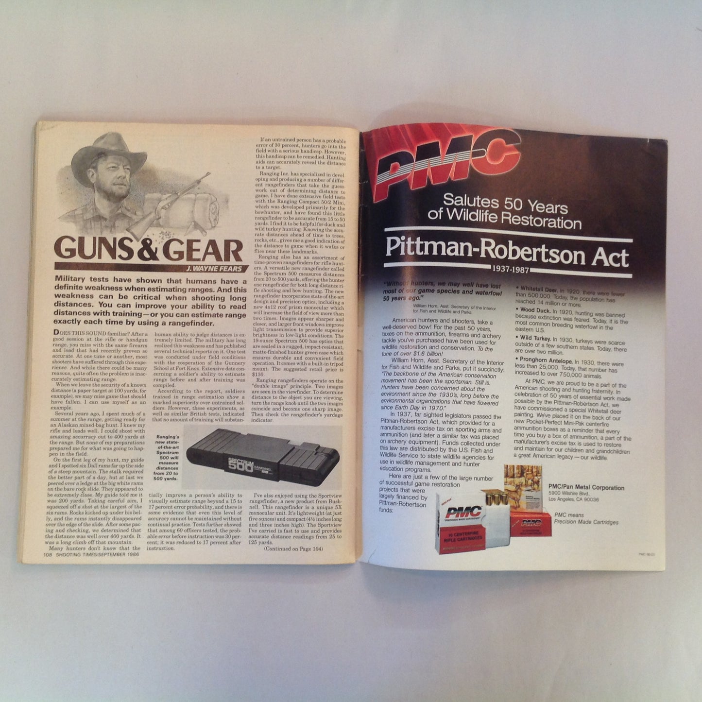 Vintage Sep 1986 Shooting Times Magazine Rifle/Handgun Hunting '86 Hunters' Alltime Greatest Rifles and Calibers