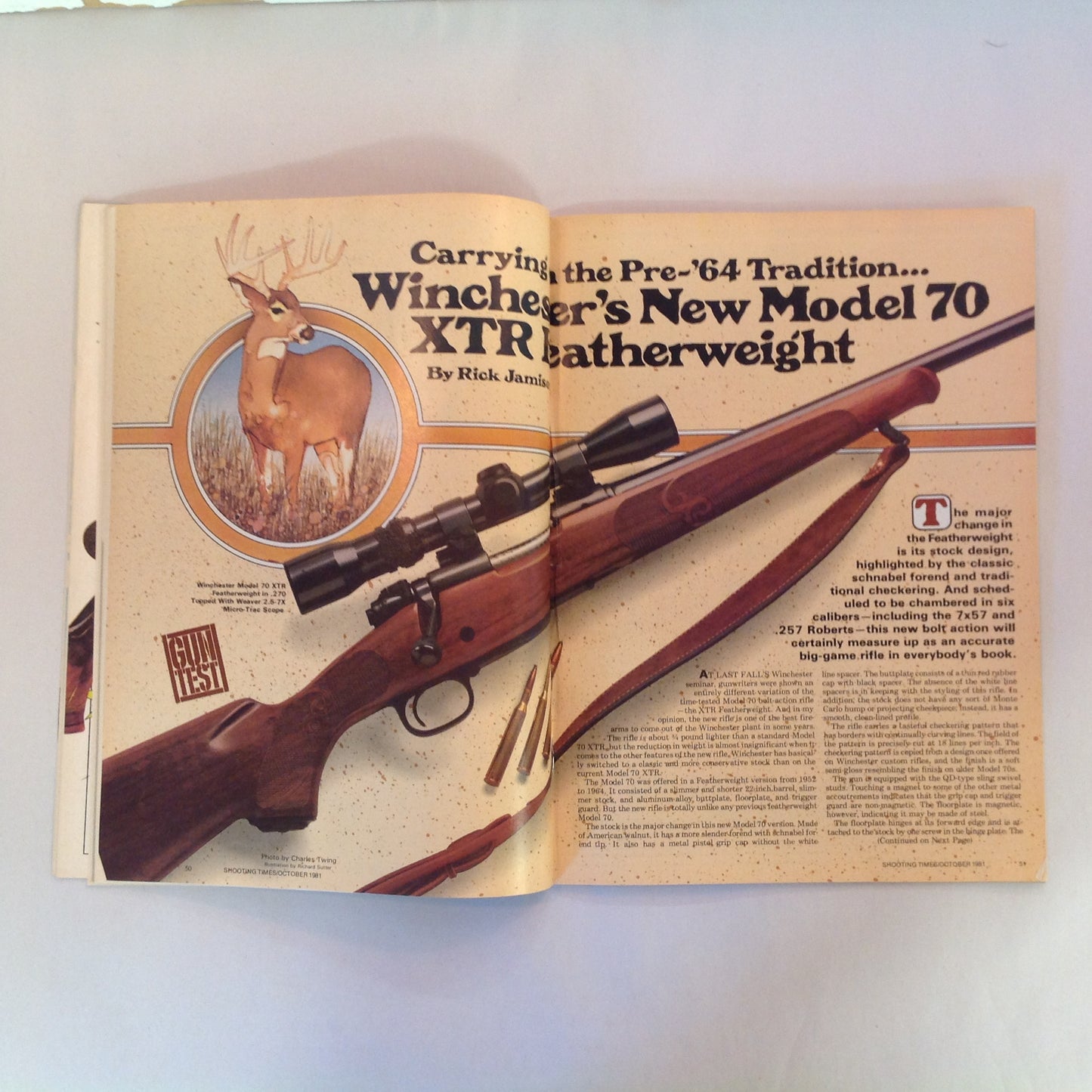 Vintage Oct 1981 Shooting Times Magazine Winchester's M70 Featherweight .357 Vs .44 6mm Vs .243 Handgunner's Bonus