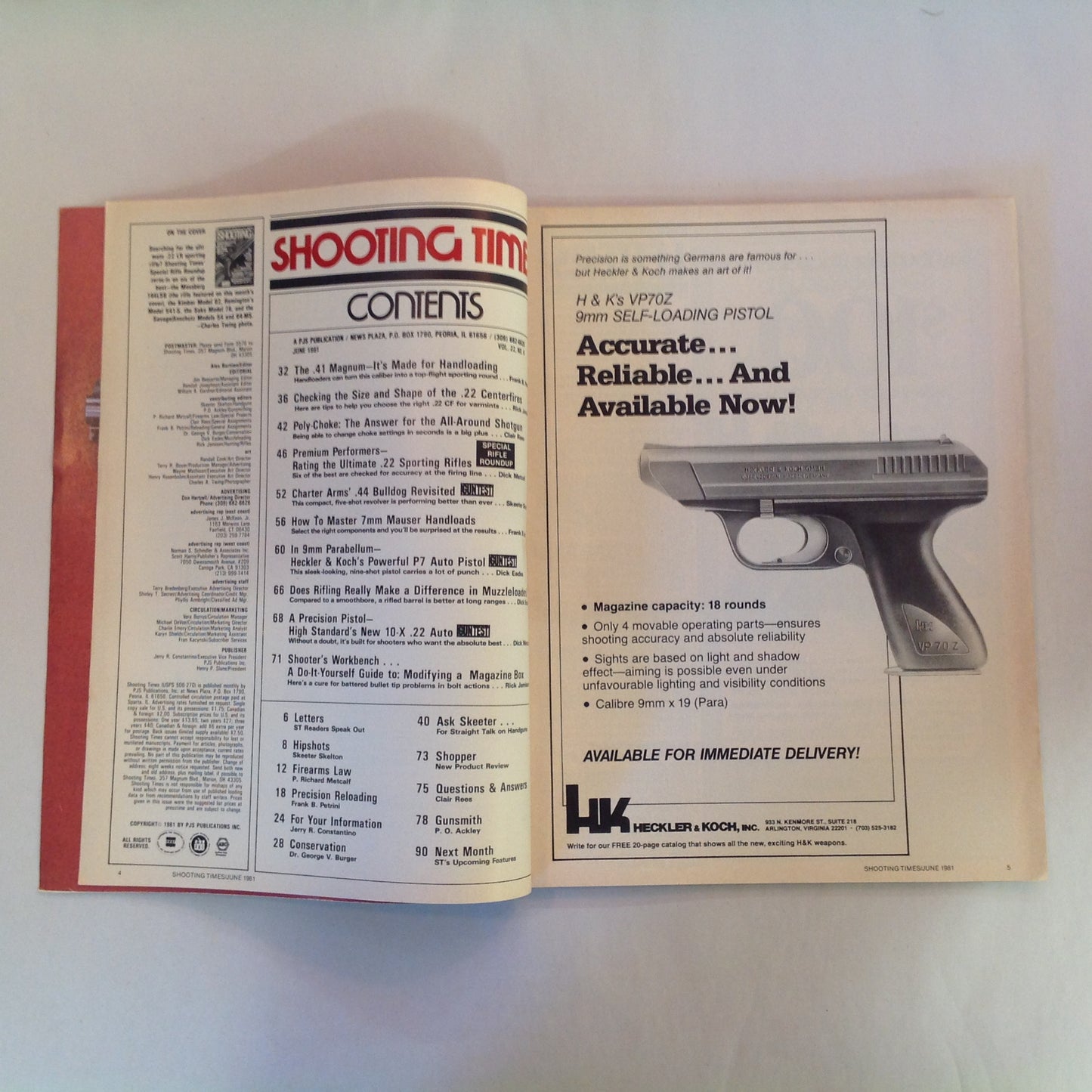 Vintage Jun 1981 Shooting Times Magazine .22 Sporting Rifles Six of the Best Polychoke System Facts on .22 Centerfire Ammo .44 Magnum