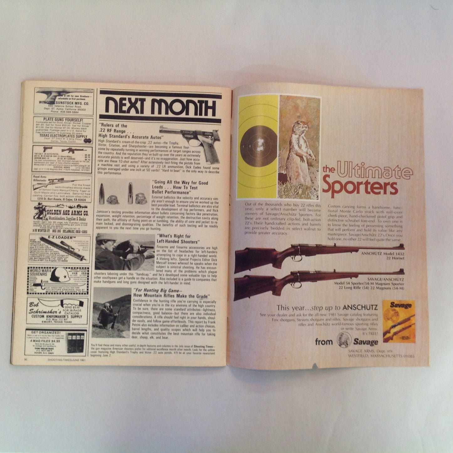 Vintage Jun 1981 Shooting Times Magazine .22 Sporting Rifles Six of the Best Polychoke System Facts on .22 Centerfire Ammo .44 Magnum