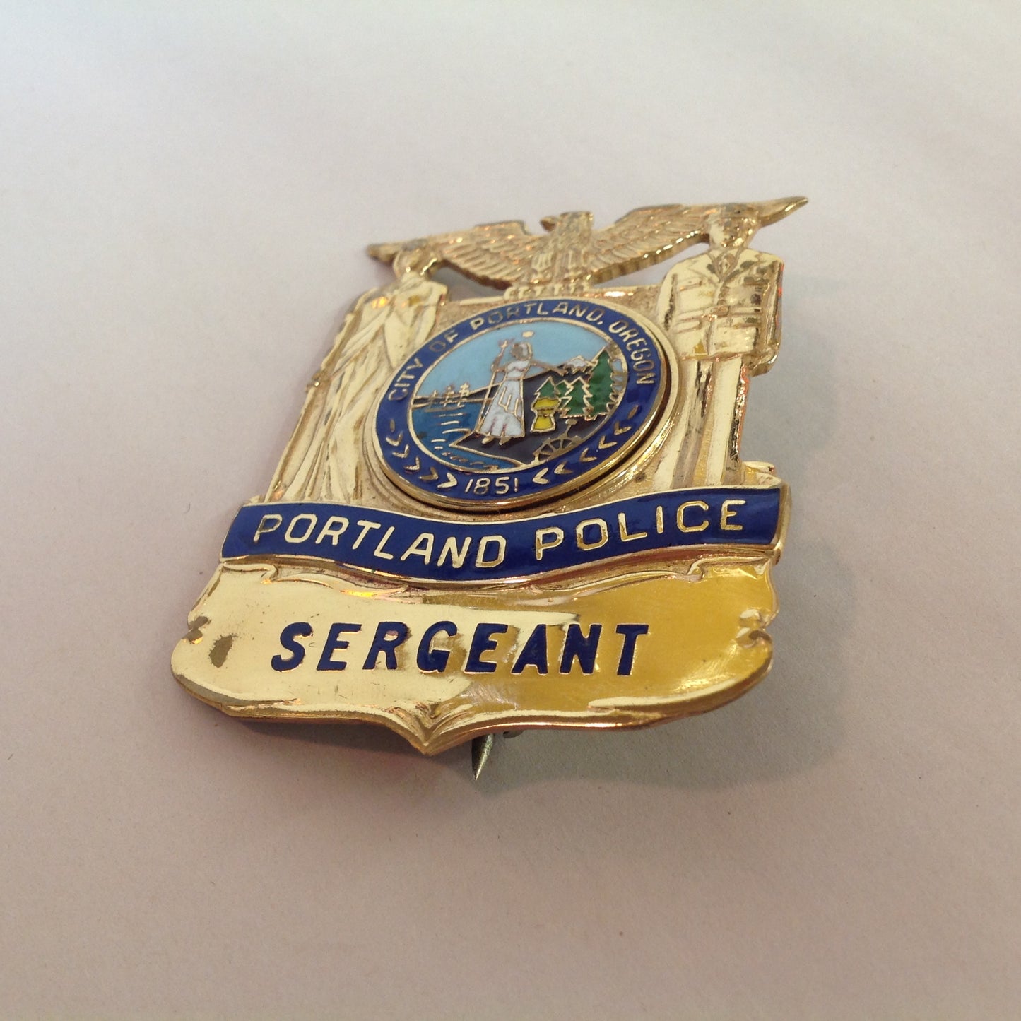 Vintage Obsolete Portland PD Badge with leather holder