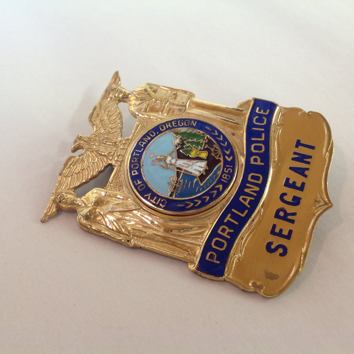 Vintage Obsolete Portland PD Badge with leather holder