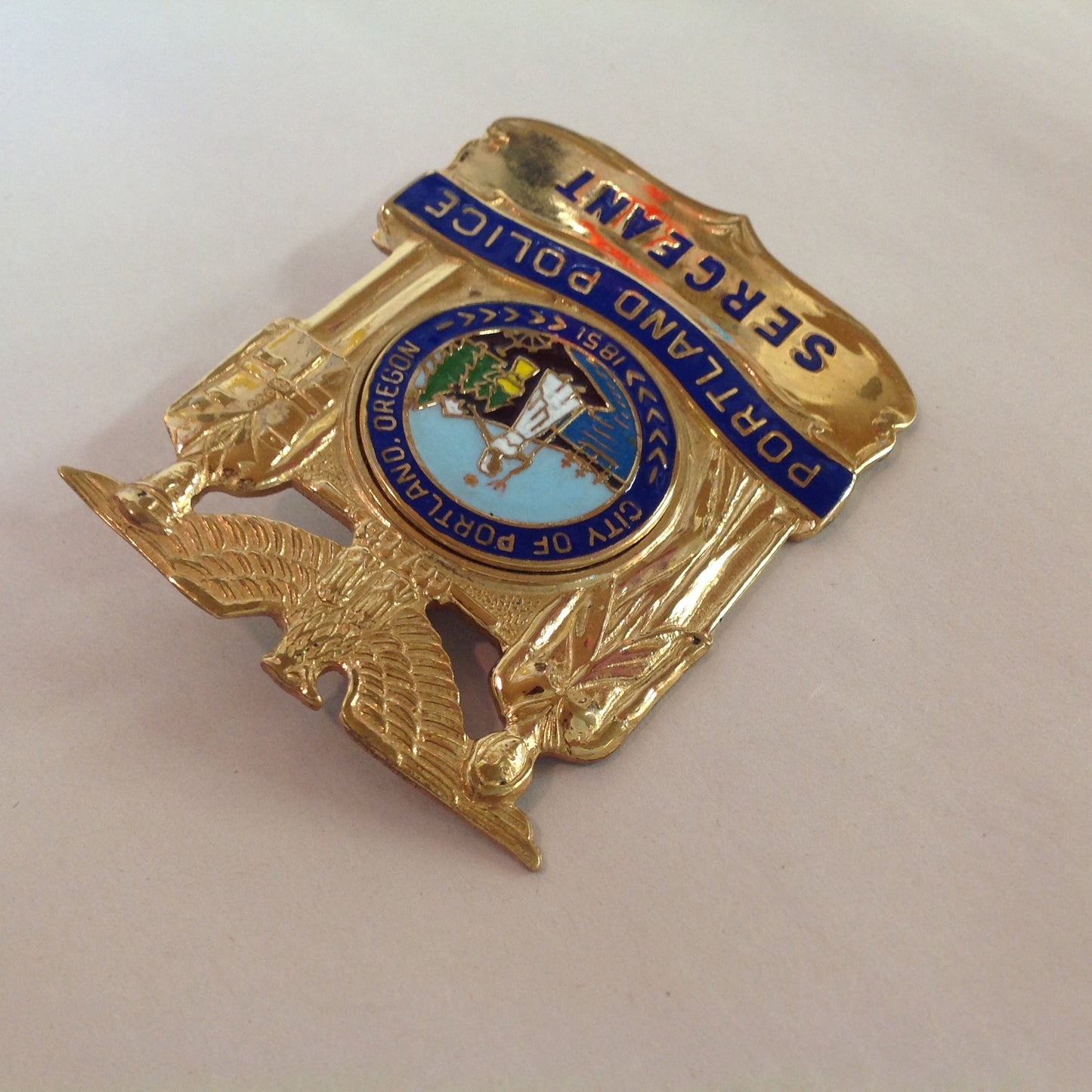 Vintage Obsolete Portland PD Badge with leather holder