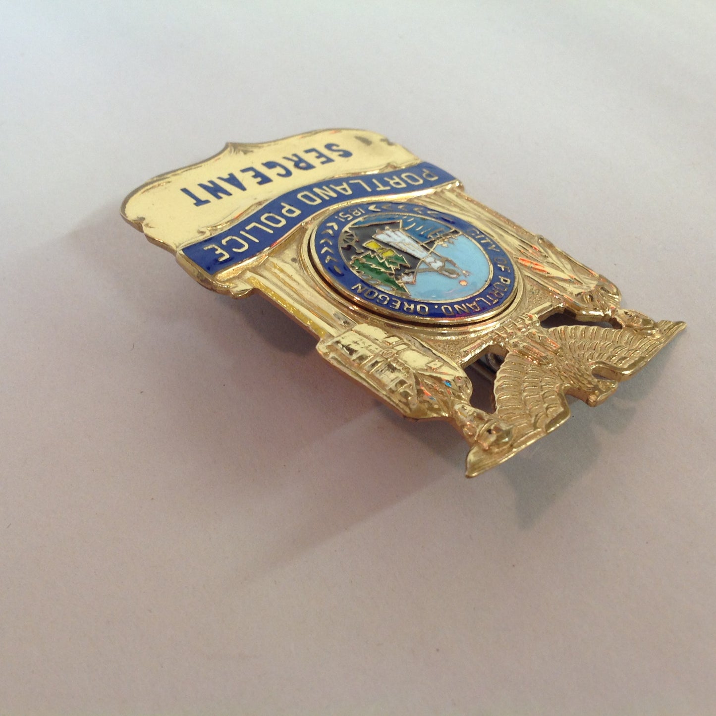 Vintage Obsolete Portland PD Badge with leather holder