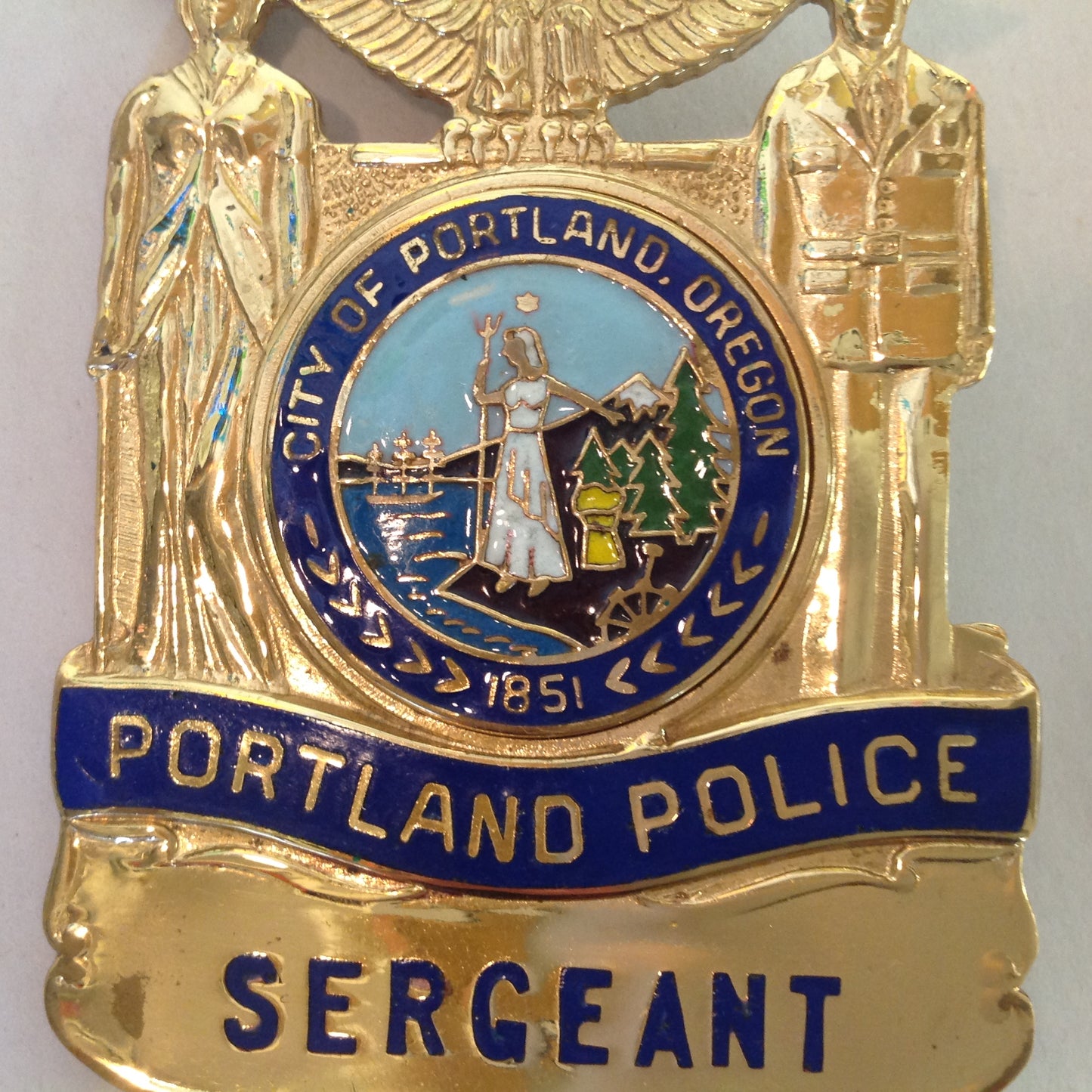 Vintage Obsolete Portland PD Badge with leather holder