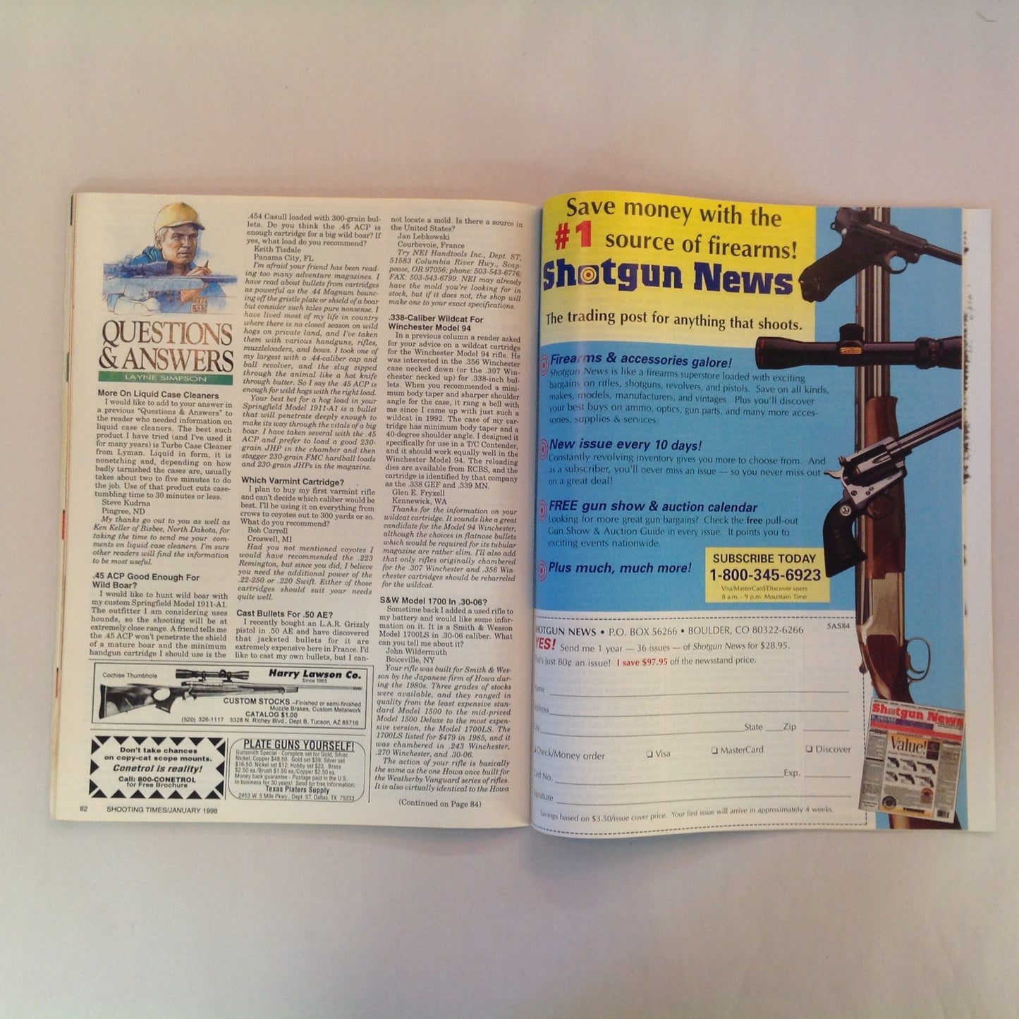 Vintage Jan 1998 Shooting Times Magazine 20 New Guns for 1998 7 Gun Shootout Guns of the Texas Rangers Converting Your AR-15