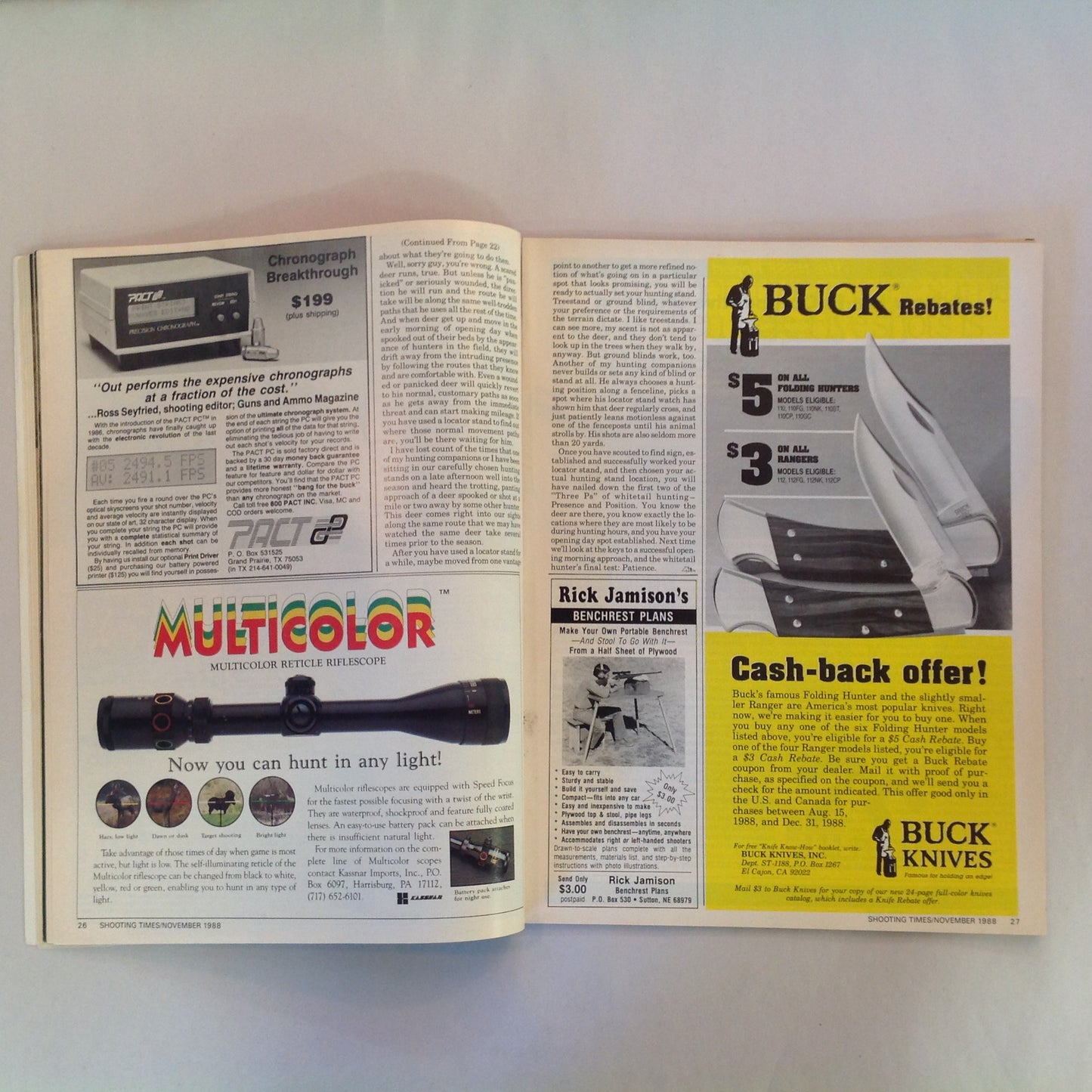 Vintage Nov 1988 Shooting Times Magazine Ruger's Synthetic Stainless .22 Bolt Rifle Ruger's First Five Shot .38 Special