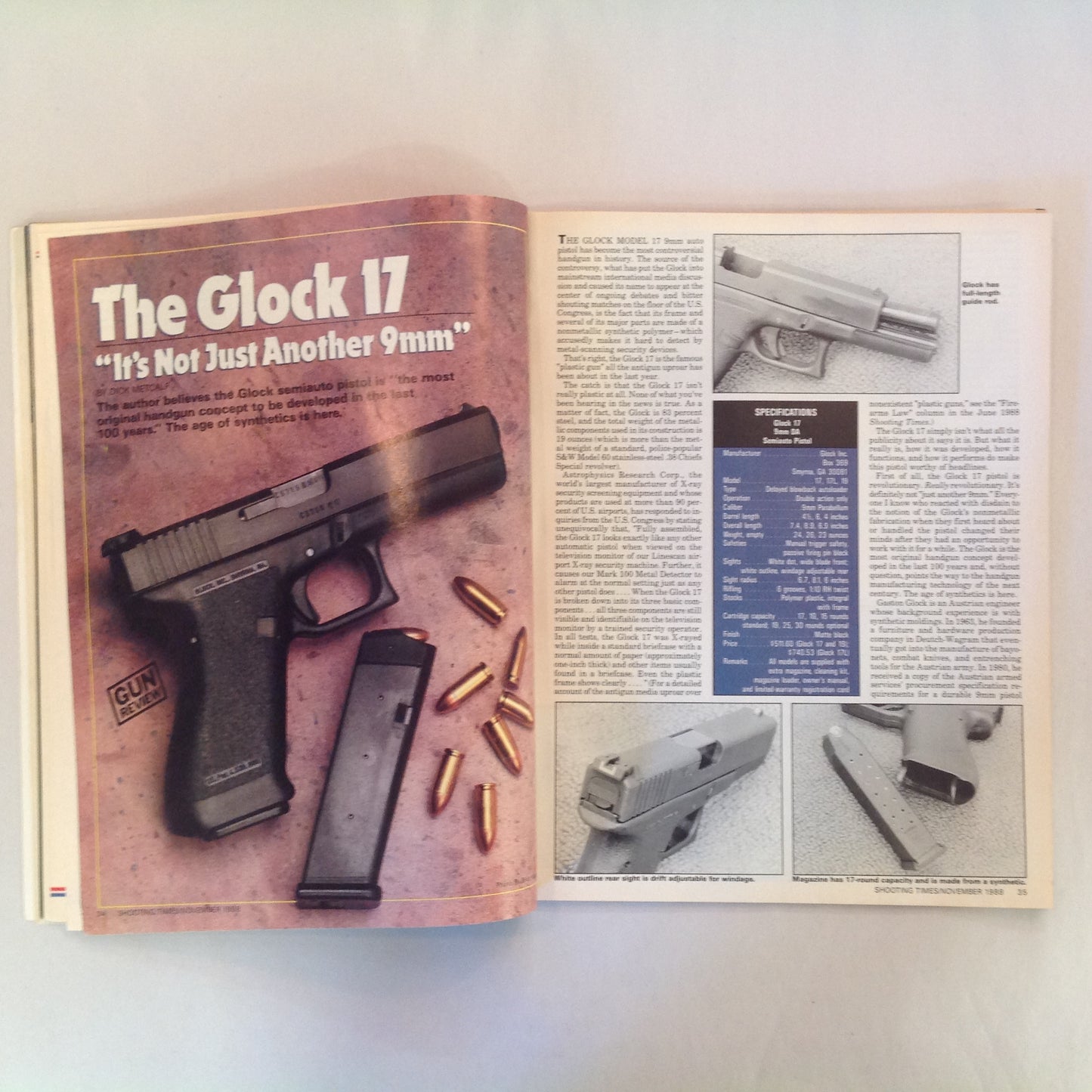 Vintage Nov 1988 Shooting Times Magazine Ruger's Synthetic Stainless .22 Bolt Rifle Ruger's First Five Shot .38 Special