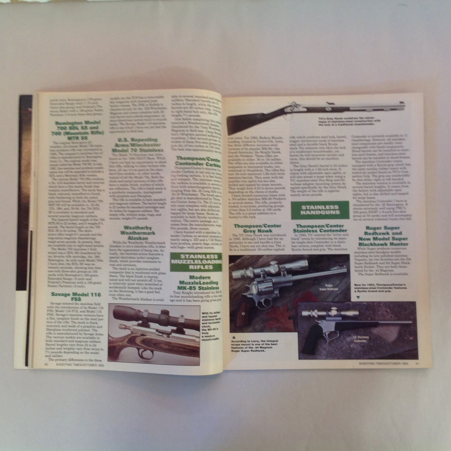 Vintage Oct 1993 Shooting Times Magazine Special Rifle/Handgun Round Up Stainless .22 Auto Pistols Unbeatable Gear to Battle the Weather