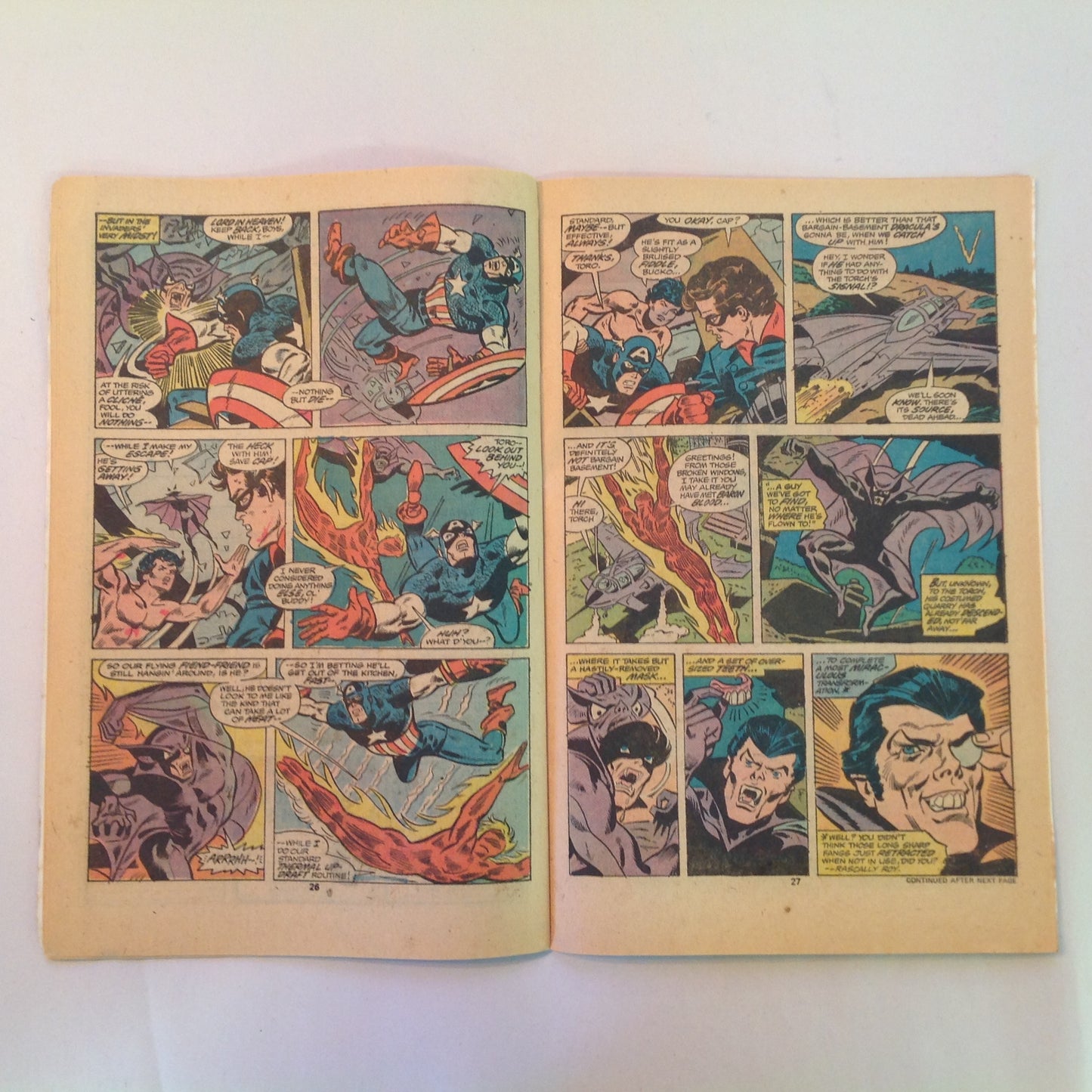 Vintage 1976 Marvel Comics The Invaders Issue 7 "The Blackout Murders of Baron Blood!" Captain America Human Torch Namor Sub-Mariner