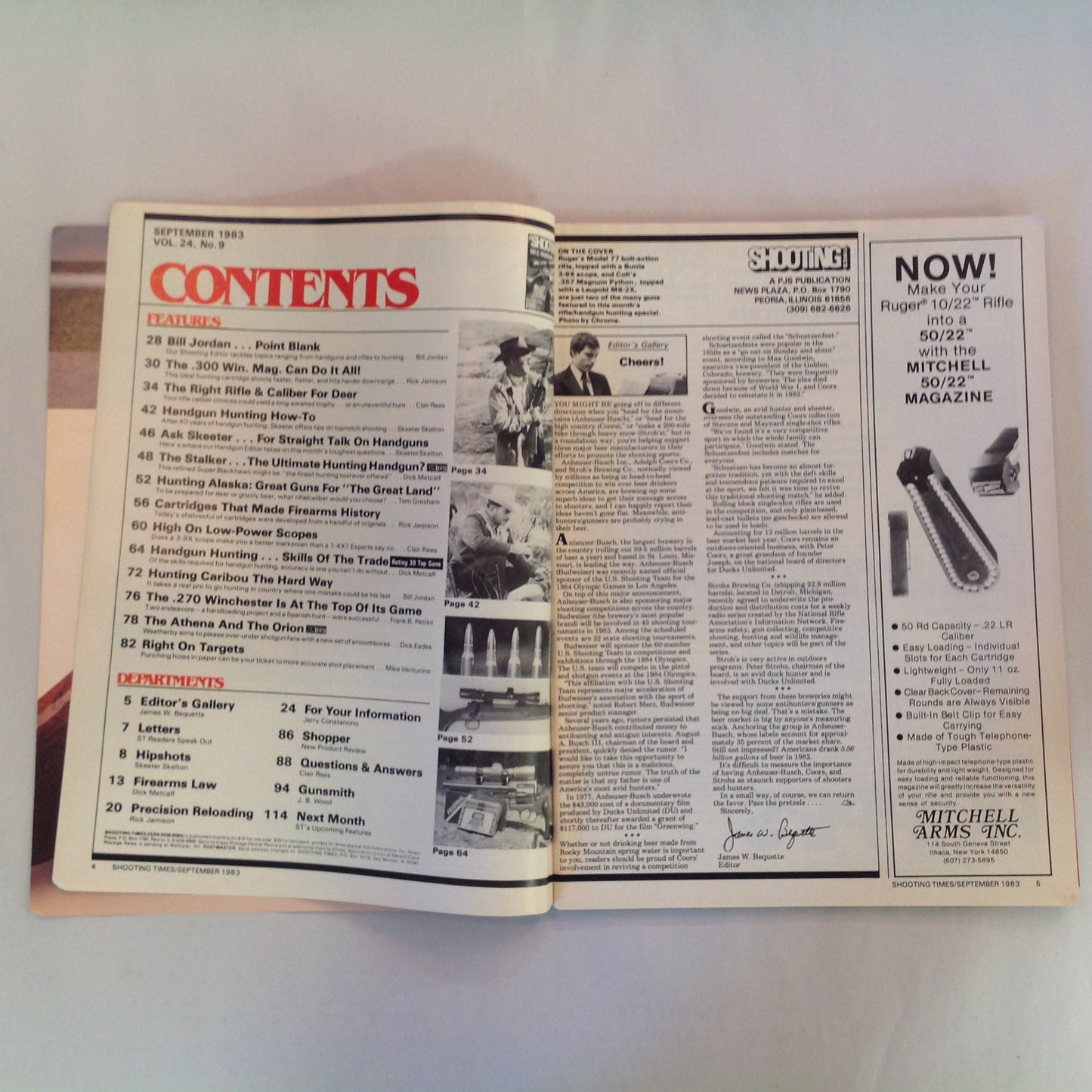 Vintage Sep 1983 Shooting Times Magazine 1st Annual Hunting Special Rifle/Handgun Hunting