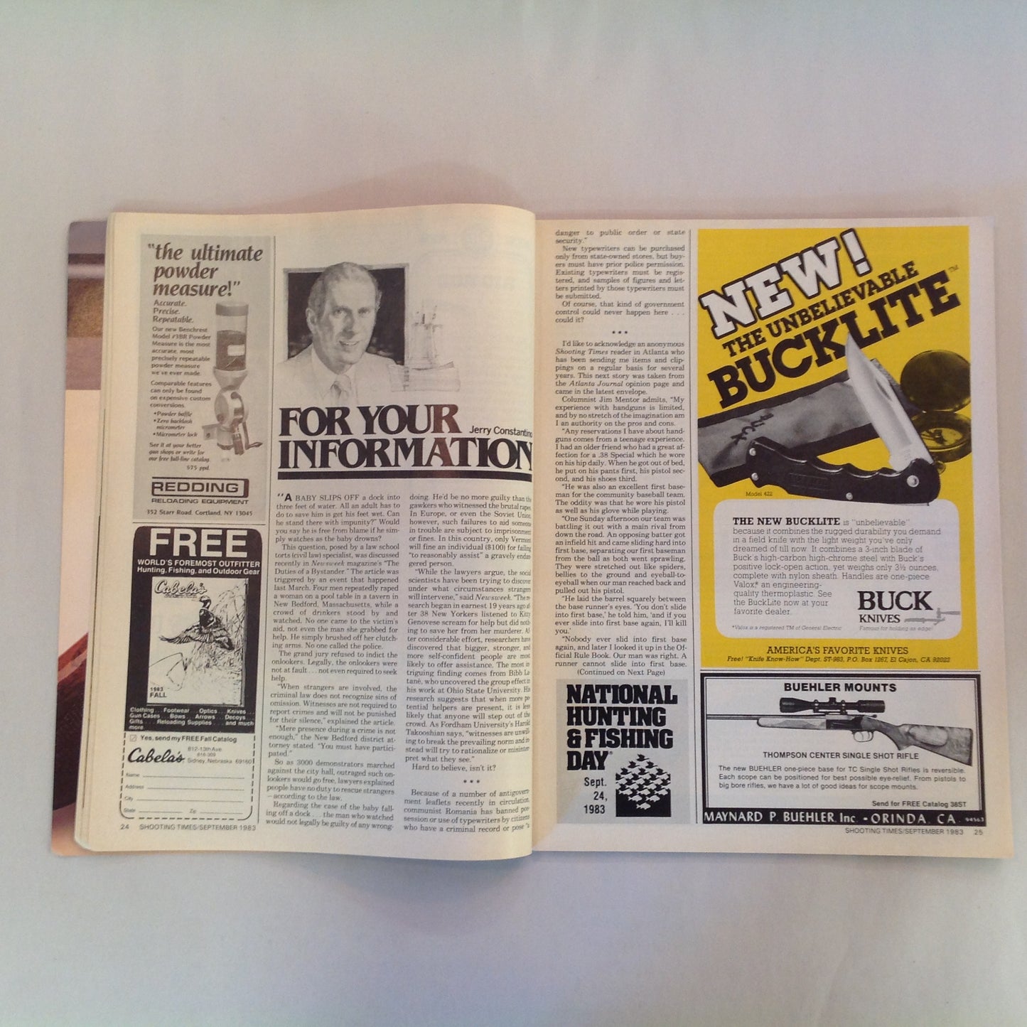 Vintage Sep 1983 Shooting Times Magazine 1st Annual Hunting Special Rifle/Handgun Hunting