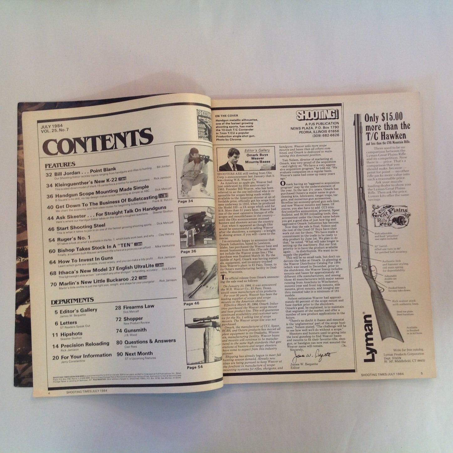 Vintage Jul 1984 Shooting Times Magazine Handgun Silhouette Ruger's No. 1 Rifles Handgun Scope Mounting Bishop Model Ten