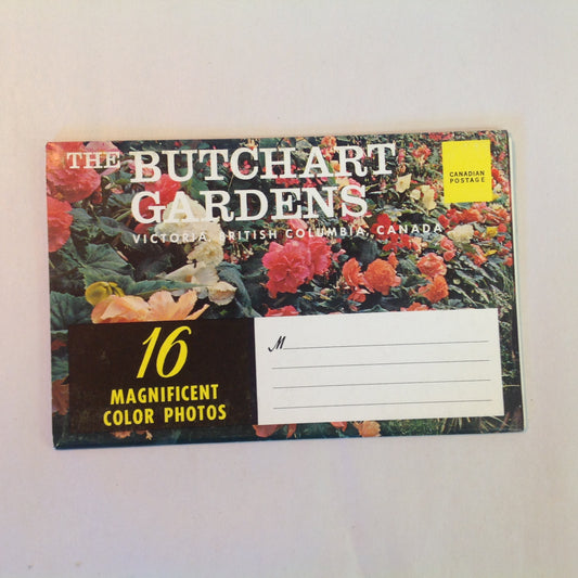 Vintage Mid Century Butchart Gardens British Columbia 16 Color Photo Souvenir Postcard Album