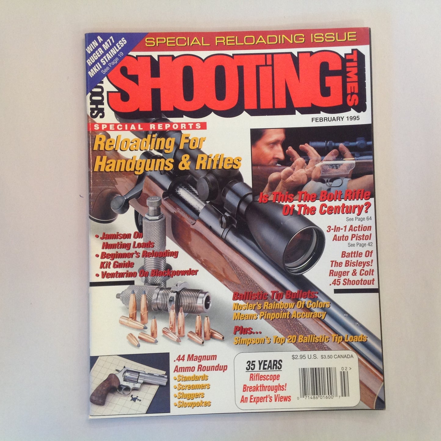 Vintage Feb 1995 Shooting Times Magazine Special Reloading Issue Bolt Rifle of the Century 35 Years Riflescope Breakthroughs