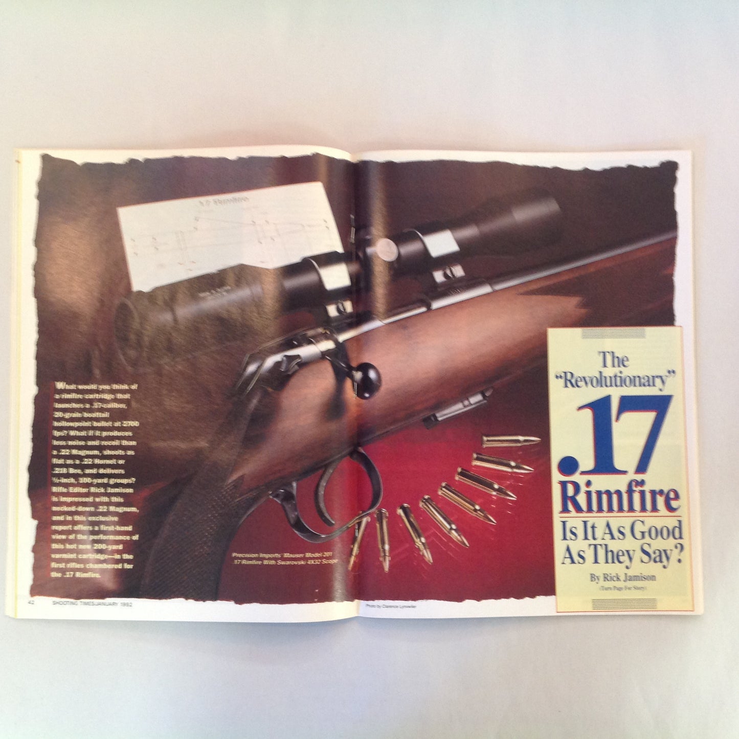 Vintage Jan 1992 Shooting Times .17 Rimfire Magnum Exclusive Report Bolt Rifle "Go Anywhere" Kit Guns
