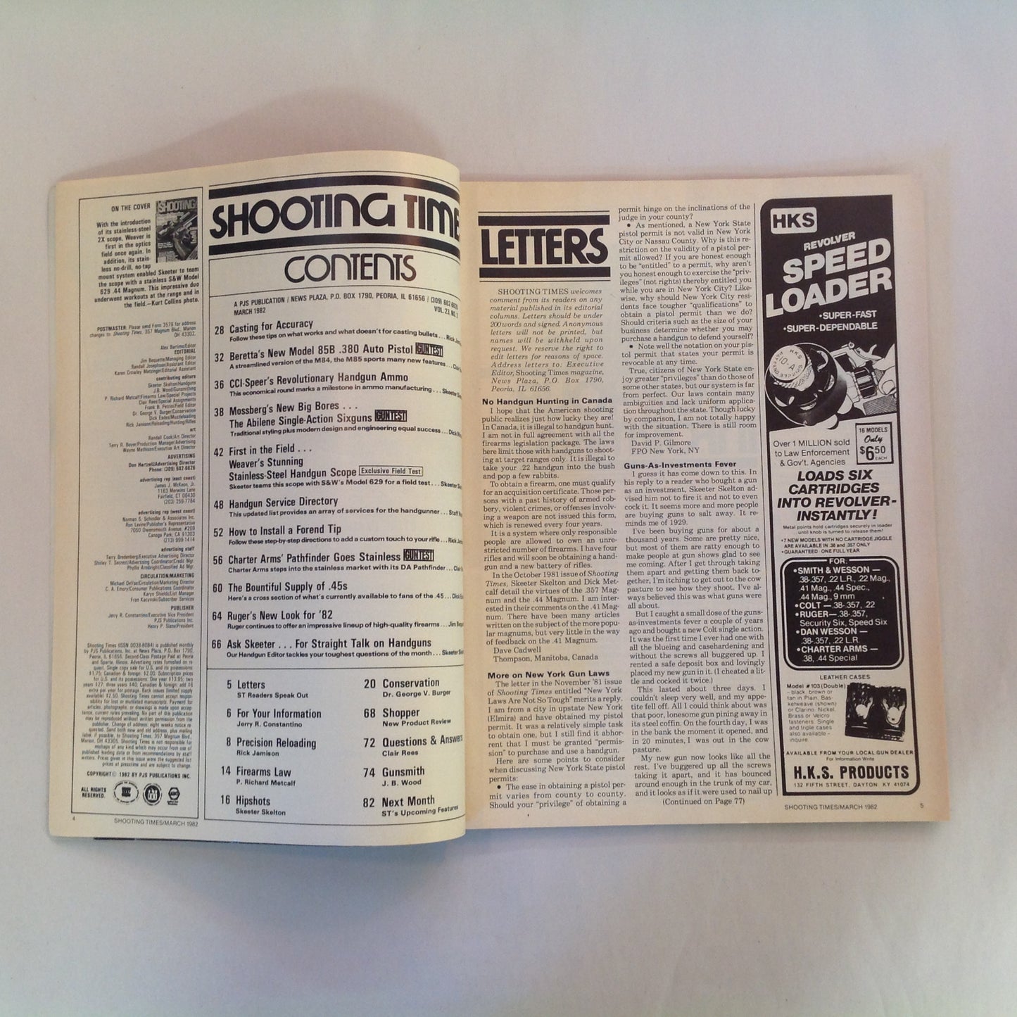 Vintage Mar 1982 Shooting Times Magazine Weaver's Stainless Scope Handloading Bonus: Casting Bullets Abilene Single Action Six Guns